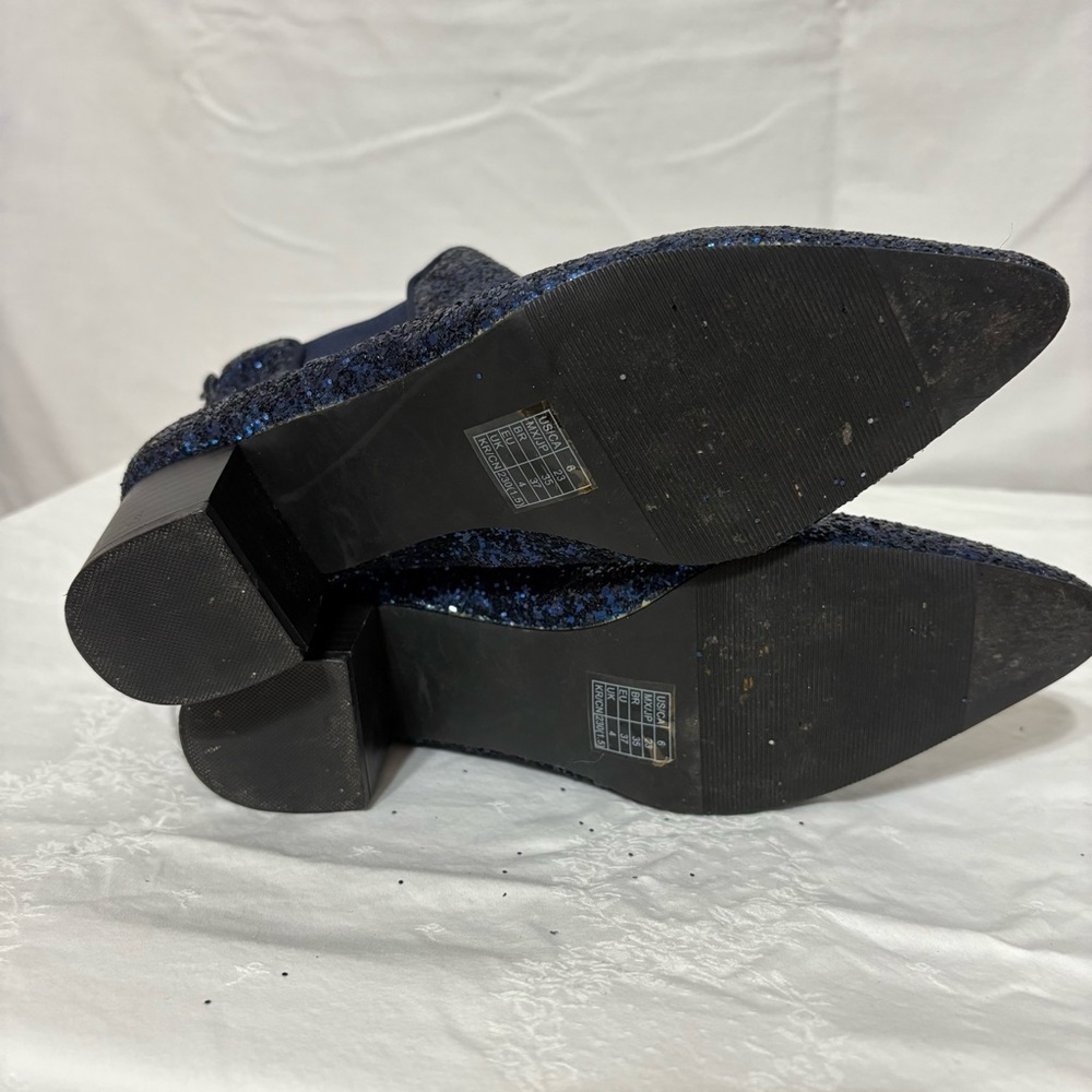 Forever 21 Chelsea Sparkling Blue Ankle Boots size 6 - Picture 7 of 11